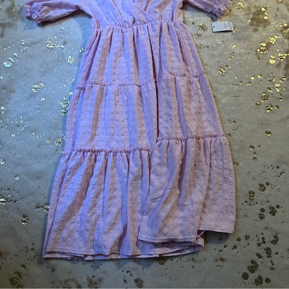 NWT Ophelia Roe Tiered V Neck Pink Dress Size Medium - Picture 3 of 12